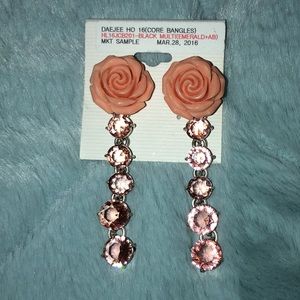 Rose and rhinestone earrings